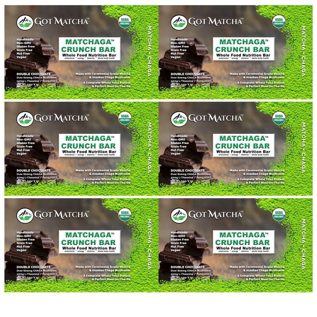 Organic MATCHAGA Crunch Bar, Dark Chocolate, 6 Pack