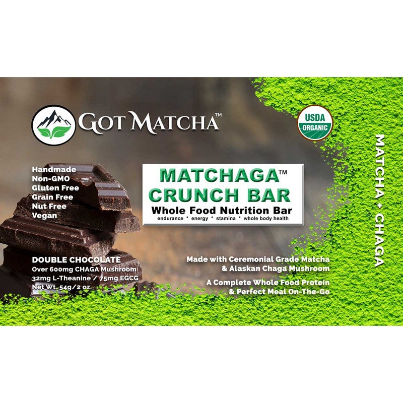 Organic MATCHAGA Crunch Bar, Dark Chocolate