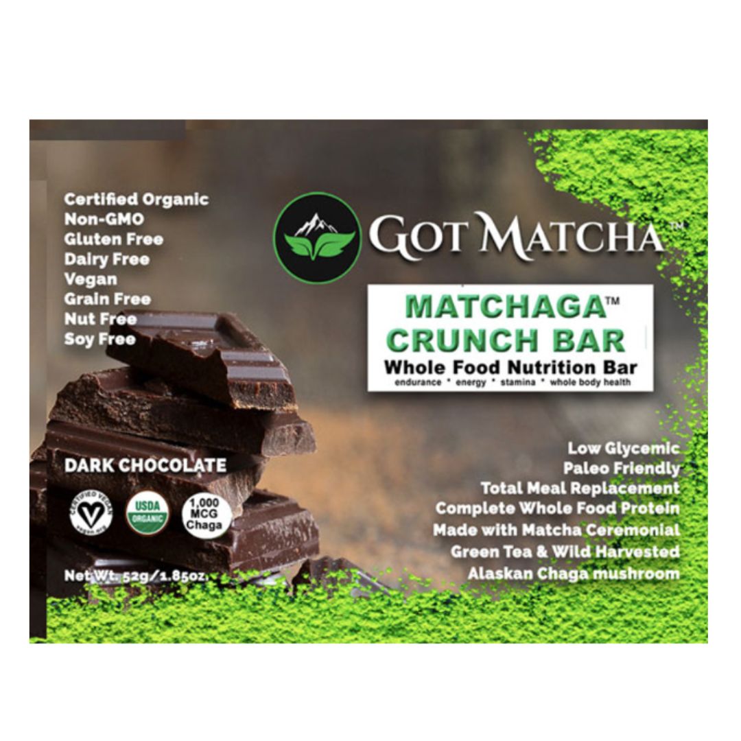 Organic MATCHAGA Crunch Bar, Dark Chocolate