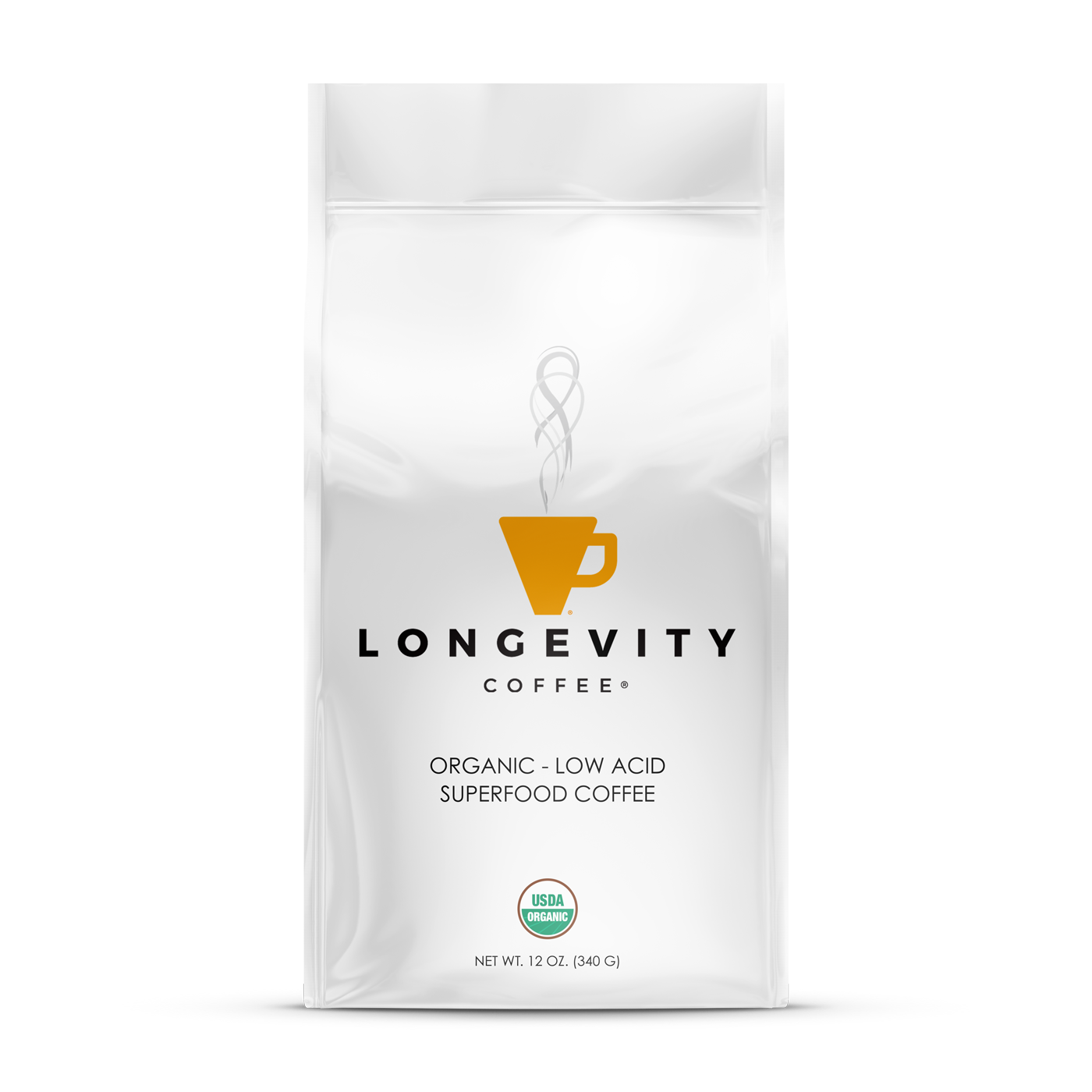 Longevity Coffee, 12oz (Dark Roast, Medium Roast, Light Roast, and Decaffeinated)